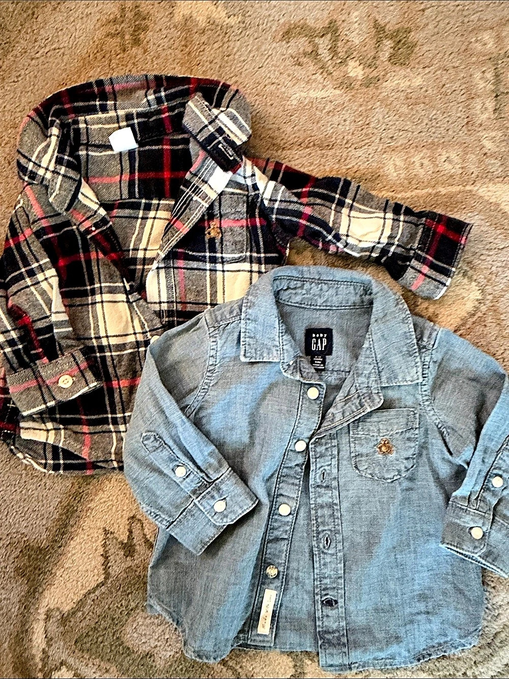 Gap Baby Button-Down Shirt Set Blue & Red Baby 6-12M Like New